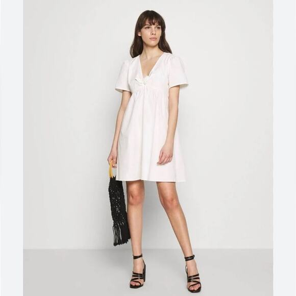 Madewell White Tie Front Poplin Mini Dress size 2 - Picture 4 of 16